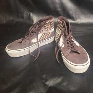 Vans brown plaid houndstooth high top sneaker size 9